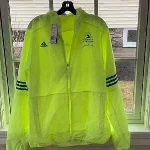 adidas Neon Yellow Boston Marathon Windbreaker Jacket